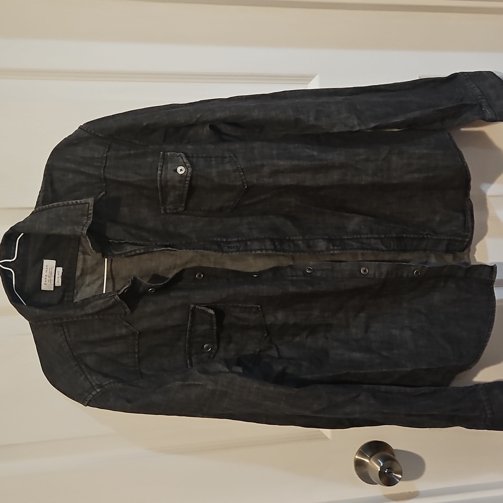 Zara slim fit dark denim button down